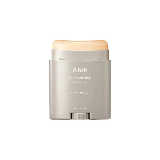 ABIB Airy Sunstick Smoothing Bar delivers convenient, portable sun protection with SPF 50+ PA++++. This lightweight sunstick glides effortlessly onto the skin, leaving a smooth, non-greasy finish. Formulated with Camellia Japonica Seed Oil, Sunflower Seed Oil Unsaponifiables, and Allantoin, it nourishes and soothes while providing effective UV defense. The inclusion of Ectoin helps protect the skin from environmental stressors. Ideal for touch-ups on the go, this smoothing sunstick is perfect for daily use