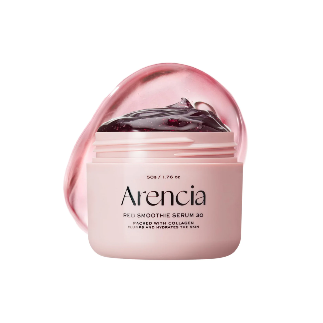 ARENCIA Fresh Red Smoothie Serum 30 is a radiance-boosting serum formulated with Niacinamide, Arbutin, and multiple forms of Vitamin C to brighten dull skin and even out tone. Enriched with antioxidant-rich botanical extracts like Ginseng Berry, Avocado, and Ferulic Acid, it helps nourish and protect the skin. With added Soluble Collagen and Sodium Hyaluronate, it delivers lightweight hydration for a healthy, glowing complexion.