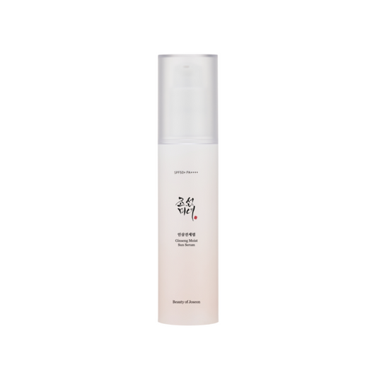 BEAUTY OF JOSEON Ginseng Moist Sun Serum combines the benefits of SPF50+ PA++++ protection with deeply hydrating and revitalizing properties. Infused with Ginseng Root Extract, Ginseng Berry Extract, and Ginseng Leaf/Stem Extract, this lightweight serum nourishes and revitalizes the skin while helping to improve elasticity and tone. Enriched with Niacinamide and Olive Fruit Oil, it enhances moisture retention and brightens the skin for a radiant complexion. Perfect for daily use, it provides broad-spectrum