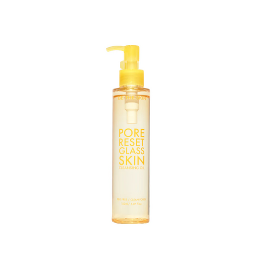 BE THE SKIN Pore Reset Glass Skin Cleansing Oil is a luxurious cleansing oil that effortlessly dissolves makeup, dirt, and excess oil while leaving your skin with a smooth, glass-like finish. Formulated with a blend of nourishing oils such as Camellia Seed, Apricot Kernel, and Jojoba Seed Oil, this cleansing oil deeply hydrates and softens the skin. It also includes Centella Asiatica extract to soothe and calm the skin, making it perfect for those looking to achieve a clear, radiant complexion. Ideal for al