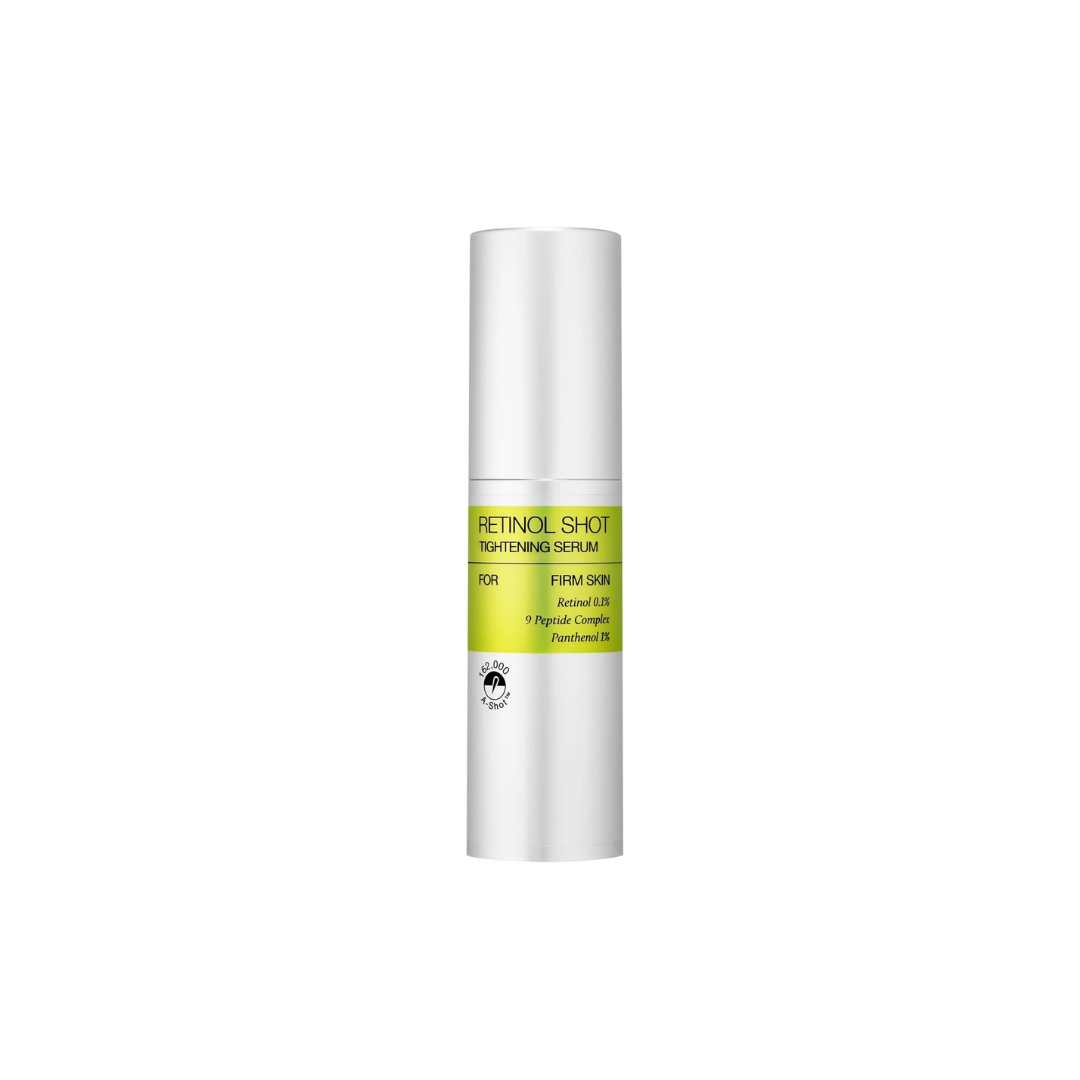 CELIMAX The Vita-A Retinol Shot Tightening Serum is a targeted anti-aging serum designed to improve skin firmness and texture. Formulated with 0.1% Retinol, it helps refine the look of pores, smooth fine lines, and support skin renewal over time. Panthenol and Allantoin help soothe and reduce irritation, while a blend of Peptides supports elasticity and resilience. The lightweight serum absorbs easily, making it suitable for nighttime routines focused on skin tightening and visible renewal.