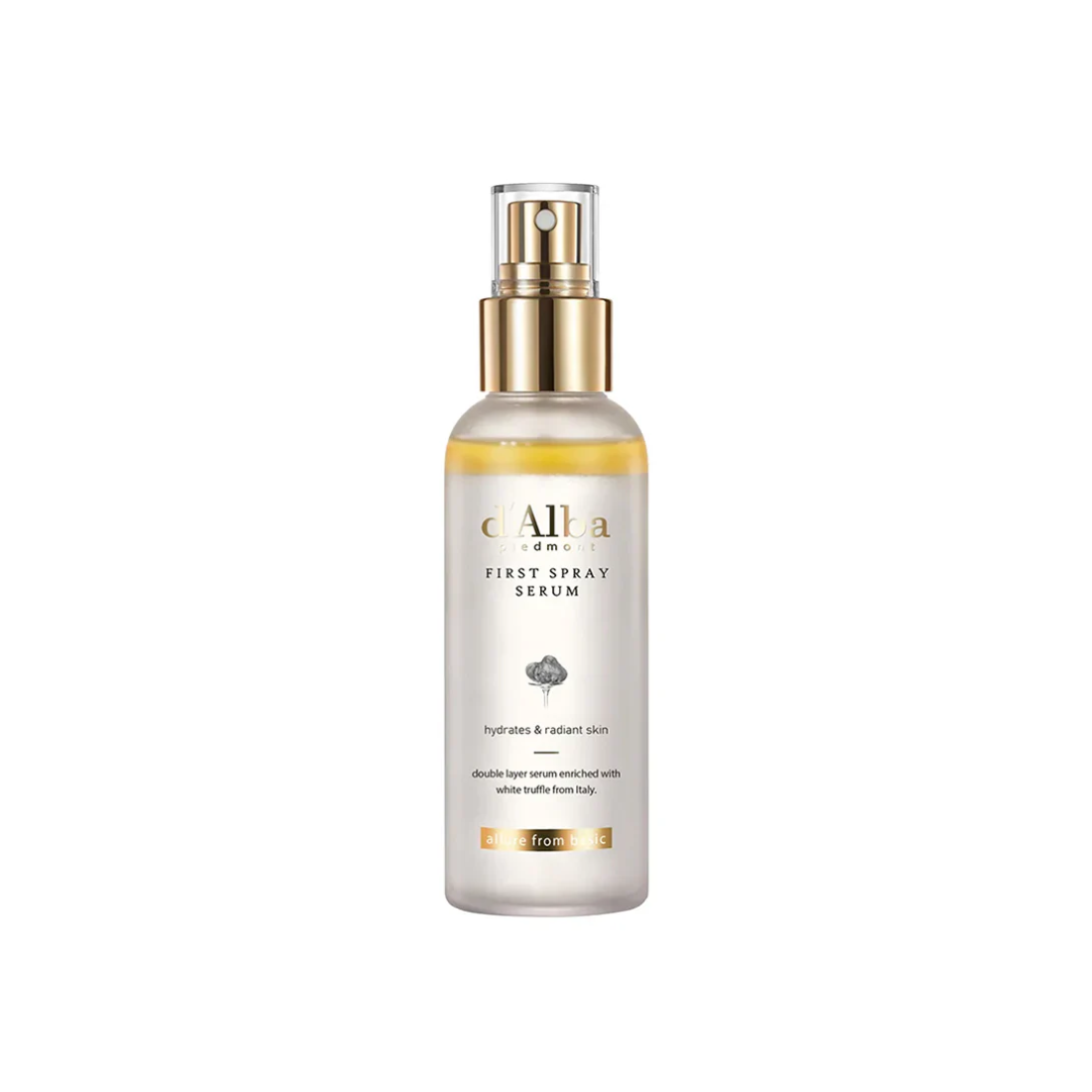 D'ALBA White Truffle Vegan First Spray Serum is a dual-layer mist serum that hydrates, nourishes, and revitalizes the skin in one easy step. Infused with luxurious White Truffle Extract, Niacinamide, and Avocado Oil, it delivers deep moisture and radiance while improving skin tone and elasticity. Lightweight and refreshing, this vegan formula is perfect for a dewy glow anytime throughout the day.