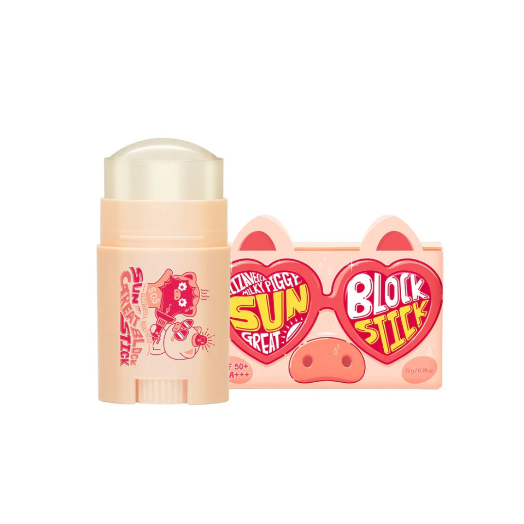 ELIZAVECCA Milky Piggy Sun Great Block Stick is a convenient sun protection stick offering SPF coverage with a smooth, non-greasy application. Infused with Lavender, Peppermint, and Rosemary Leaf Extracts, it helps soothe and refresh the skin while delivering essential sun defense. Enriched with Vitamin E, it provides antioxidant benefits to support healthy, glowing skin. Perfect for on-the-go use, this sun stick is an effortless addition to your daily skincare routine.