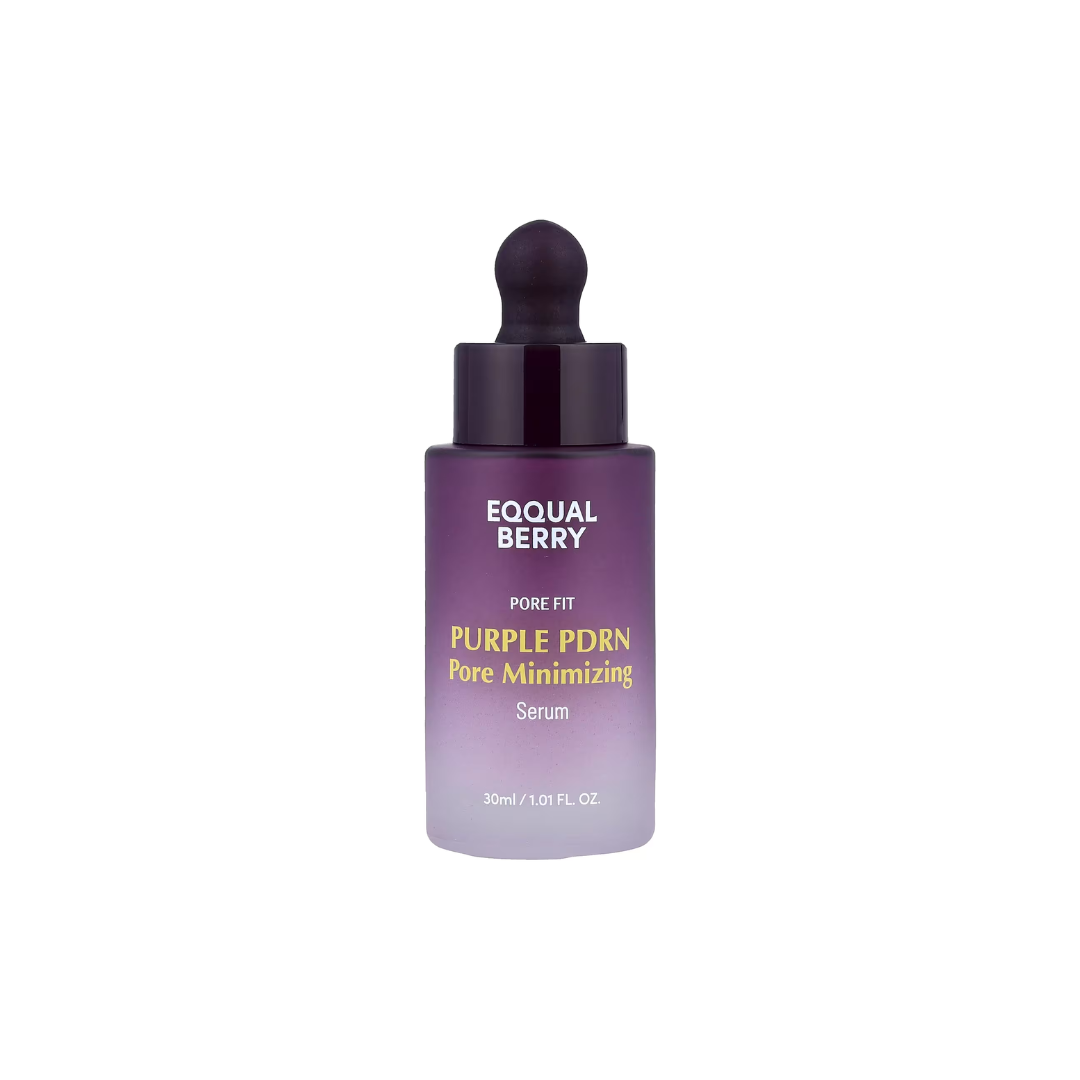 EQQUALBERRY Purple PDRN Pore Minimizing Serum is a lightweight, revitalizing serum designed to refine pores and improve skin elasticity. Enriched with PDRN (Sodium DNA), Niacinamide, and Rice Bran Water, it helps brighten dull skin while strengthening the skin barrier for a smoother, firmer appearance. A blend of Tea Tree, Centella Asiatica, and Houttuynia Cordata extracts calms and purifies, while Ceramides, Collagen, and Copper Peptide provide deep hydration and promote a healthy, resilient complexion.