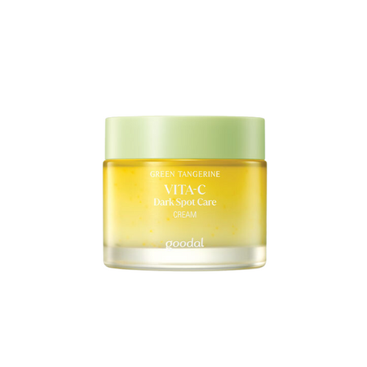 GOODAL Green Tangerine Vita C Dark Spot Care Cream is a brightening moisturizer powered by Green Tangerine Extract and Niacinamide to visibly fade dark spots and even out skin tone. Infused with Panthenol, Vitamin E, and soothing botanical oils, it hydrates and nourishes without feeling heavy. Gentle enough for daily use, it’s ideal for those with dull or uneven skin.