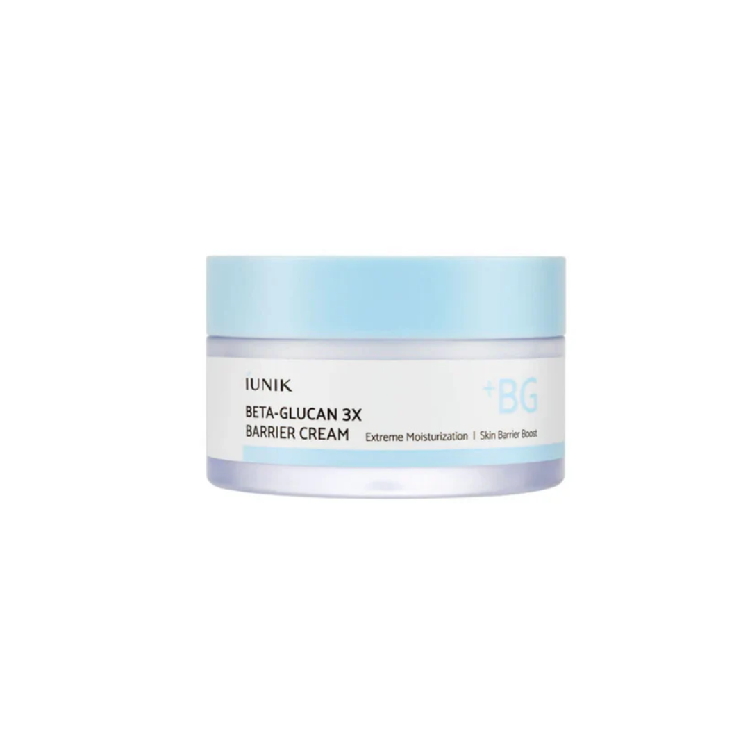 IUNIK Beta-Glucan 3X Barrier Cream is a deeply hydrating and barrier-strengthening moisturizer, perfect for dry and sensitive skin. Formulated with Beta-Glucan, Panthenol, and Ceramide NP, it locks in moisture and supports skin repair. It also contains Ectoin, a powerful soothing ingredient that protects the skin from environmental stress and enhances resilience. Rich yet non-greasy, this cream leaves skin calm, nourished, and comfortably soft.