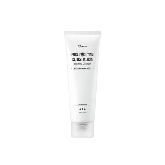 JUMISO Pore Purifying Salicylic Acid Foaming Cleanser is a refreshing daily cleanser that targets excess oil, clogged pores, and breakouts. Powered by Salicylic Acid, it gently exfoliates and helps prevent acne, while Glycerin and Sea Buckthorn Extract keep skin hydrated and calm. With a rich, foamy lather, it deeply cleanses without stripping the skin, leaving it clear, smooth, and balanced.