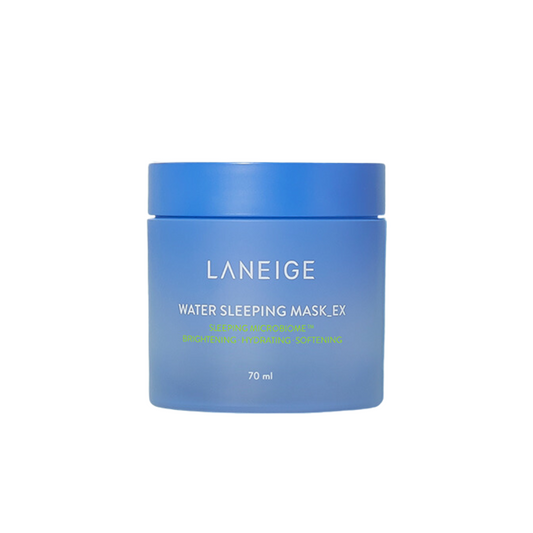 The LANEIGE Water Sleeping Mask EX is an overnight hydration mask that replenishes and revitalizes your skin while you sleep. Infused with Trehalose and Butylene Glycol to lock in moisture, and Lactobacillus Ferment Lysate to strengthen the skin barrier, it provides deep hydration. Malachite Extract and Tranexamic Acid help brighten the complexion and reduce the appearance of dark spots, leaving skin smoother and more radiant. This lightweight mask is perfect for all skin types, delivering intense moisture