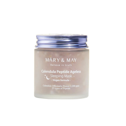 MARY & MAY Calendula Peptide Ageless Sleeping Mask delivers intense overnight nourishment for visibly youthful skin. This advanced formula is enriched with Calendula and a powerful peptide complex to enhance skin firmness and diminish signs of aging. Key ingredients like Sodium Hyaluronate and Panthenol deeply hydrate, while extracts of Centella Asiatica and Fig soothe and repair skin. The mask works to fortify the skin’s barrier, leaving it smoother and more resilient by morning. Perfect for incorporating