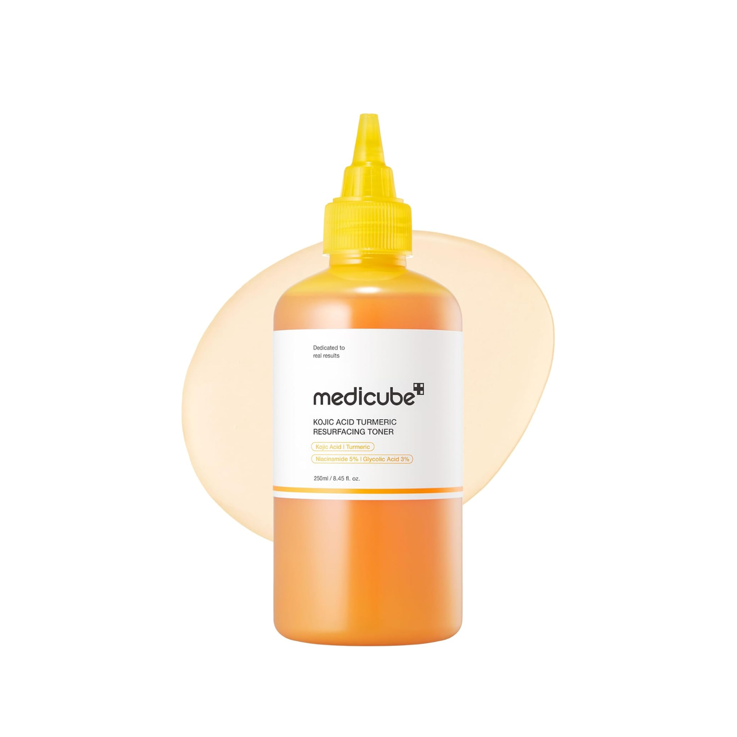 MEDICUBE Kojic Acid Turmeric Resurfacing Toner is a gentle exfoliating toner that helps refine skin texture and improve overall brightness. Formulated with Glycolic Acid, Kojic Acid, and Niacinamide, it works to smooth dull, uneven skin while supporting a clearer-looking complexion. Turmeric Root Extract and botanical ingredients help calm and nourish, while multiple forms of Hyaluronic Acid provide lasting hydration. With added Ceramide NP and Panthenol, this toner helps maintain the skin barrier, leaving