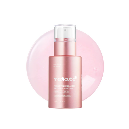 MEDICUBE PDRN Pink Collagen Exosome Shot 2000 is an intensive treatment serum designed to firm, brighten, and deeply hydrate the skin. Packed with PDRN (Sodium DNA), Collagen, and Exosomes, it helps improve skin elasticity and support regeneration. Enriched with Niacinamide, Retinol, and multiple forms of Hyaluronic Acid, it targets fine lines, dullness, and dryness—leaving skin smoother, plumper, and visibly more radiant. Ideal for those looking to boost glow and fight signs of aging.
