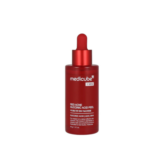 MEDICUBE Red Acne Succinic Acid Peel is a gentle exfoliating treatment designed to target breakouts and clogged pores. Formulated with Succinic Acid (5,000ppm), Lactic Acid, Salicylic Acid, and Glycolic Acid, it helps remove dead skin cells, clear excess sebum, and smooth skin texture. Soothing extracts like Panthenol and Allantoin help calm irritation, making it suitable for acne-prone and rough skin.