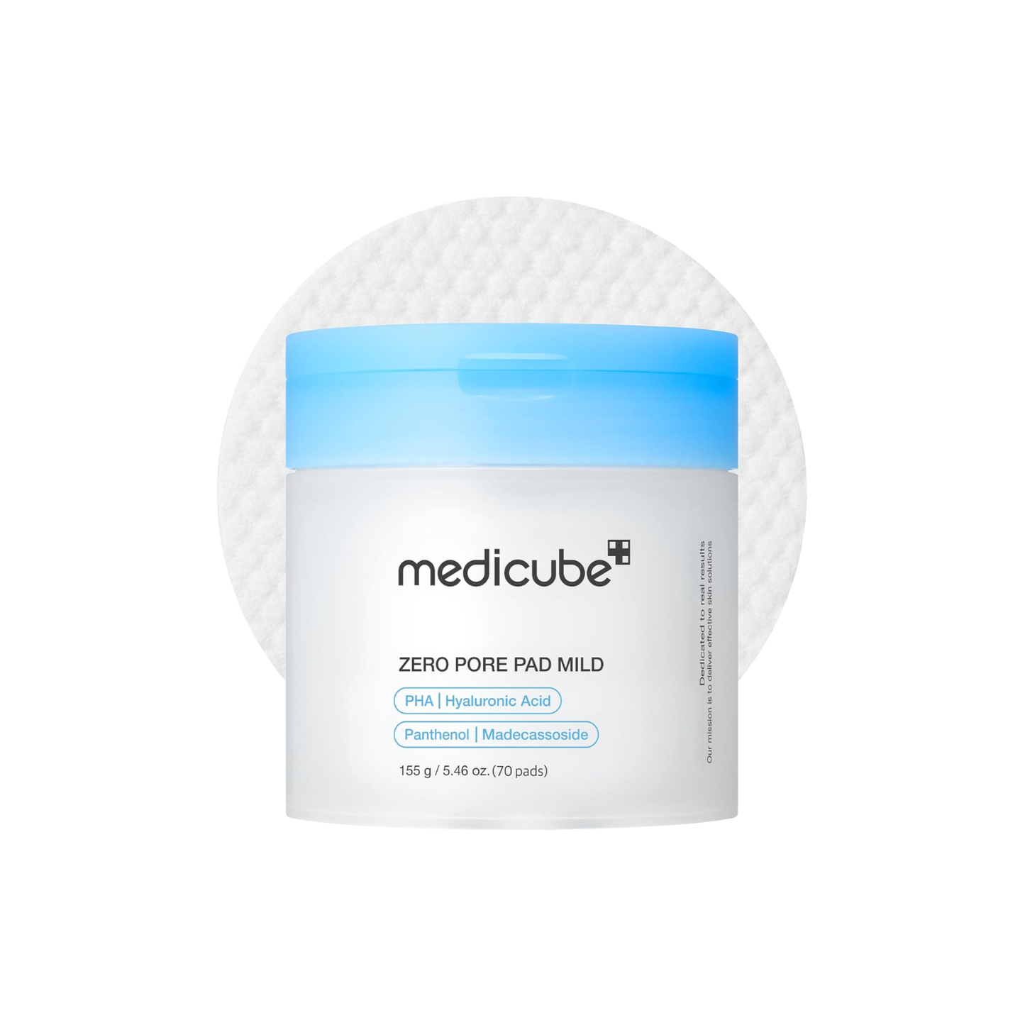 MEDICUBE Zero Pore Pad Mild is a gentle exfoliating toner pad designed to refine pores while keeping skin calm and hydrated. Formulated with Gluconolactone (PHA), it helps remove dead skin cells and smooth skin texture without irritation. Soothing ingredients like Centella Asiatica, Madecassoside, and Rosa Damascena Flower Water help calm sensitivity, while multiple forms of Hyaluronic Acid deliver lasting hydration. The mild, non-stripping formula is ideal for daily use, leaving skin feeling fresh, balance