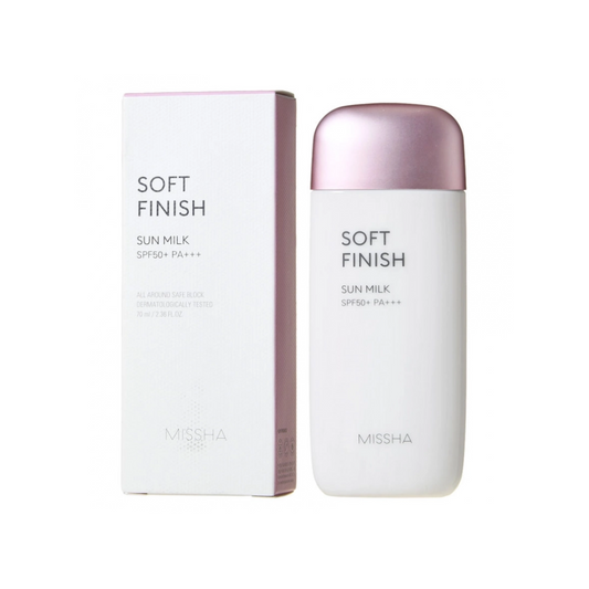 MISSHA All Around Safe Block Soft Finish Sun Milk offers SPF50+ PA+++ protection in a lightweight, milky formula that leaves a soft, matte finish on the skin. Enriched with Helichrysum Italicum Extract, Rosa Davurica Bud Extract, and Aloe Barbadensis Leaf Extract, it soothes and hydrates while defending against harmful UV rays. The inclusion of Zinc Oxide and Titanium Dioxide ensures effective physical sun protection, while Tocopheryl Acetate (Vitamin E) provides antioxidant benefits. Perfect for daily use,