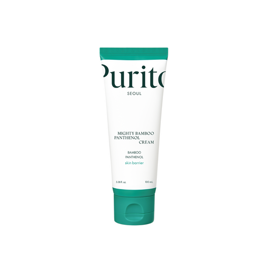 PURITO SEOUL Mighty Bamboo Panthenol Cream is a calming and hydrating solution, enriched with 100,000 ppm of Panthenol to deeply nourish and shield the skin. Infused with Bambusa Vulgaris Extract, Squalane, and Niacinamide, it boosts moisture retention while enhancing skin elasticity and texture. The addition of Madecassoside, Asiaticoside, Asiatic Acid, and Madecassic Acid soothes and repairs, making it perfect for sensitive or irritated skin. Suitable for daily use, this cream leaves the skin feeling soft