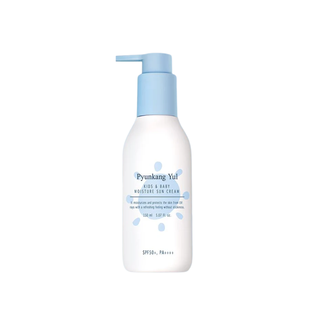 PYUNKANG YUL Kids & Baby Moisture Sun Cream SPF50+ PA++++ offers gentle yet effective sun protection tailored for delicate skin. Enriched with Centella Asiatica Extract, Madecassoside, and Asiaticoside, it soothes and calms sensitive skin while maintaining hydration with Sodium Hyaluronate and Hydrolyzed Hyaluronic Acid. Lightweight and non-sticky, it features nourishing ingredients like Rosa Canina Fruit Oil and Camellia Sinensis Seed Oil for added moisture and antioxidant care. Infused with natural citrus