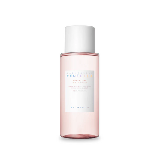 SKIN1004 Madagascar Centella Poremizing Clear Toner is a refreshing exfoliating toner that helps smooth skin texture and reduce the look of pores. Formulated with Centella Asiatica Extract, Willow Bark, and gentle acids like PHA, AHA, and BHA, it clears away dead skin cells while hydrating with Hyaluronic Acid. Perfect for oily or rough skin in need of clarity and balance.