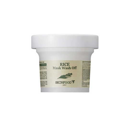 SKINFOOD Rice Mask Wash Off is a soft exfoliating mask that uses Rice Bran Water to gently polish the skin and restore radiance. Formulated with Jojoba Esters, Hyaluronic Acid, and Polyglutamic Acid, it replenishes moisture while lifting away dullness and impurities. The rich, creamy texture leaves skin feeling smooth, hydrated, and glowing.