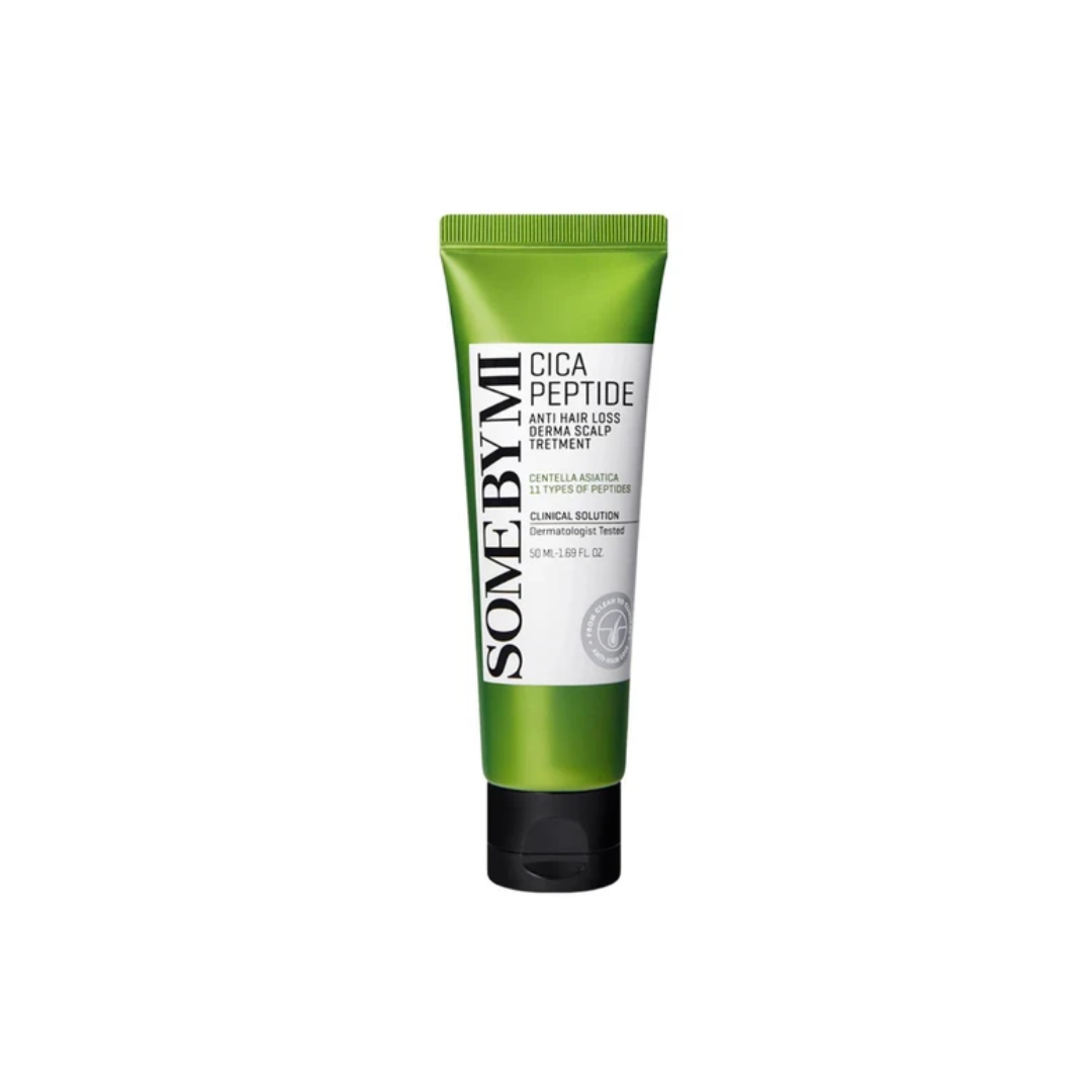 SOME BY MI Cica Peptide Anti Hair Loss Derma Scalp Treatment is a lightweight scalp essence that helps reduce hair loss and promote stronger, healthier hair. Formulated with Cica, Peptides, and Biotin, it nourishes the scalp while calming irritation. Botanical extracts and Salicylic Acid work together to refresh, soothe, and clear buildup, leaving the scalp clean and balanced for optimal hair growth.
