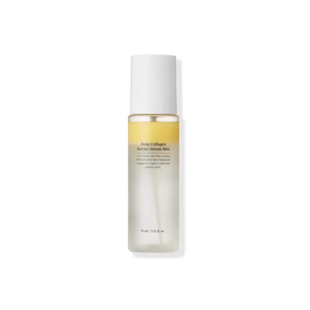 SUNGBOON EDITOR Deep Collagen Barrier Serum Mist is a hydrating facial mist that strengthens the skin barrier and boosts radiance. Enriched with Collagen Extract, Niacinamide, and Hyaluronic Acid, it delivers deep moisture while improving elasticity and skin tone. Infused with Peptides, Beta-Glucan, and Botanical Oils, it nourishes, soothes, and supports skin repair. With a fine mist texture, it refreshes and revitalizes the skin anytime, leaving it plump, smooth, and glowing. Suitable for all skin types, e