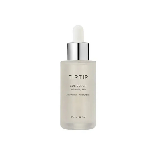 TIRTIR SOS Serum calms and hydrates sensitive skin with Witch Hazel Extract, Centella Asiatica, and Licorice Root Extract. Enriched with Sodium Hyaluronate and Copper Tripeptide-1, it delivers deep moisture and supports the skin barrier. Its lightweight formula absorbs quickly, leaving skin soothed, balanced, and refreshed.
