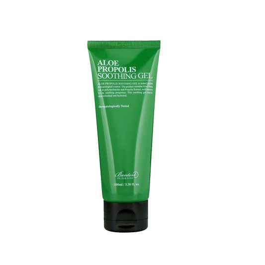 BENTON Aloe Propolis Soothing Gel is a refreshing, calming gel that hydrates and soothes sensitive or irritated skin. Enriched with Aloe Vera Leaf Juice and Propolis Extract, it delivers moisture while providing natural antibacterial and anti-inflammatory properties. The formula also includes botanical extracts like Portulaca Oleracea and Houttuynia Cordata, which work together to calm and protect the skin. Ideal for those with sensitive or acne-prone skin, this gel helps balance hydration and support a cl