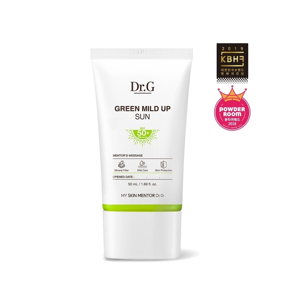 DR.G Green Mild Up Sun Cream is a gentle, mineral-based sunscreen formulated with Zinc Oxide to provide broad-spectrum UV protection. Designed for sensitive and delicate skin, it contains Centella Asiatica Extract and Houttuynia Cordata Extract to calm and soothe irritation, while Caesalpinia Spinosa Fruit Extract and Pinus Pinaster Bark Extract offer antioxidant benefits. Enriched with Tocopherol (Vitamin E) and Butylene Glycol, this sun cream ensures hydration and a lightweight, non-greasy finish. Perfect