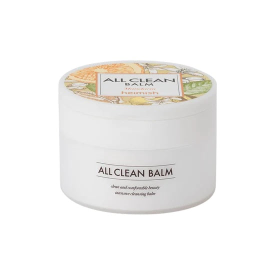 HEIMISH All Clean Balm Mandarin is a refreshing cleansing balm that effortlessly removes makeup and impurities. Infused with Bitter Orange Leaf Oil, Turmeric, and a blend of Mandarin extracts, it provides a soothing cleanse with a hint of citrus aroma. Shea Butter and Moringa Seed Oil nourish and hydrate, leaving your skin soft, clean, and revitalized. Perfect for all skin types, this balm ensures a smooth, radiant finish after cleansing.