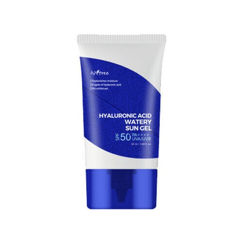 ISNTREE Hyaluronic Acid Watery Sun Gel provides intense hydration and soothing care in a lightweight, refreshing formula. Packed with multiple types of Hyaluronic Acid, it deeply moisturizes while maintaining the skin's natural balance. Enriched with Centella Asiatica, Fig Extract, and Vitamin E, it calms and nourishes, leaving your skin soft, smooth, and revitalized. Perfect for daily hydration with a non-greasy finish.