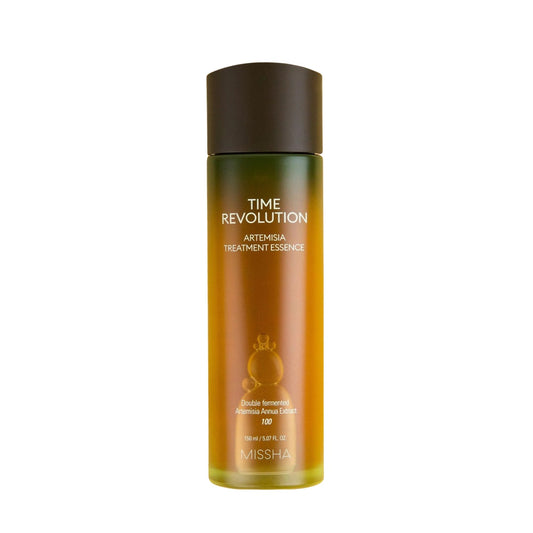 MISSHA Time Revolution Artemisia Treatment Essence is enriched with 100% double-fermented Artemisia Annua Extract to soothe and hydrate the skin. Its gentle formula calms irritation, balances the skin, and delivers lightweight moisture, leaving your complexion refreshed and healthy-looking.