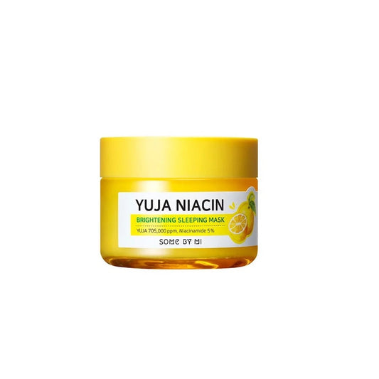 SOME BY MI Yuja Niacin Brightening Sleeping Mask is a powerful overnight treatment that works while you sleep to brighten and rejuvenate your skin. Formulated with Yuja (Citrus Junos) Extract and Niacinamide, it helps reduce dark spots, balance skin tone, and enhance radiance. Infused with Arbutin, Glutathione, and Vitamin C Derivatives, it provides a burst of antioxidants for glowing skin. Nourishing ingredients like Jojoba Oil and Madecassoside ensure your skin stays calm and hydrated. Wake up to smoother