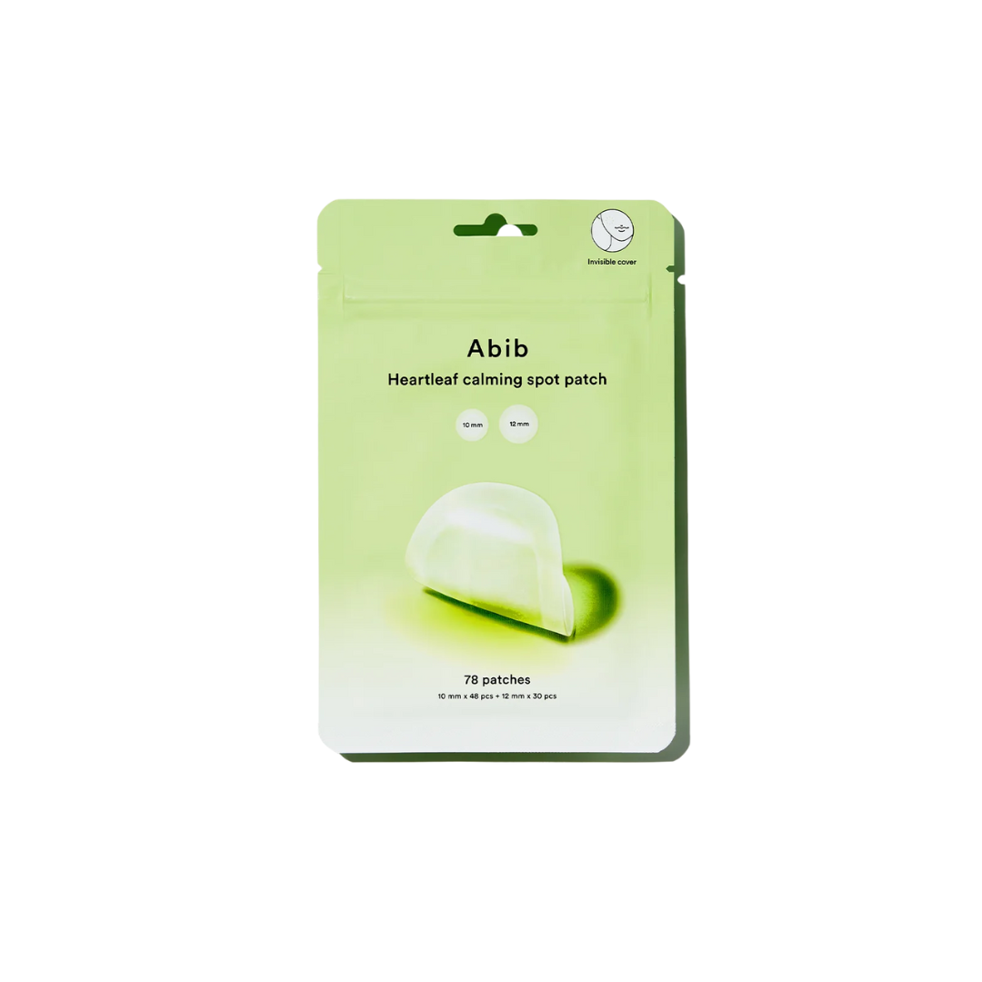ABIB Heartleaf Calming Spot Patch is a targeted acne patch designed to protect and soothe blemish-prone areas. Formulated with Heartleaf Extract, Centella Asiatica, and Tea Tree Leaf Oil, it helps calm redness while shielding spots from external irritation. The thin, adhesive patch stays comfortably in place to support clearer-looking skin.