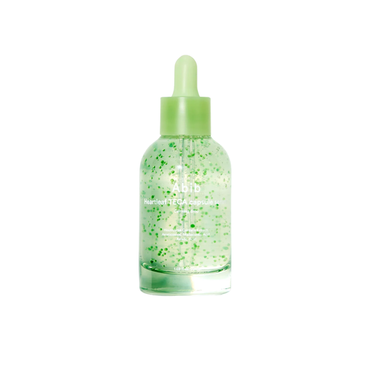 ABIB Heartleaf TECA Capsule Serum Calming Drop is a lightweight calming serum designed to soothe irritation, reduce redness, and support the skin barrier. Formulated with Houttuynia Cordata Extract, Madecassoside, Asiaticoside, Niacinamide, Panthenol, Beta-Glucan, and Allantoin, it helps hydrate, comfort, and balance sensitive or blemish-prone skin. The fast-absorbing texture leaves the skin feeling calm, smooth, and refreshed.