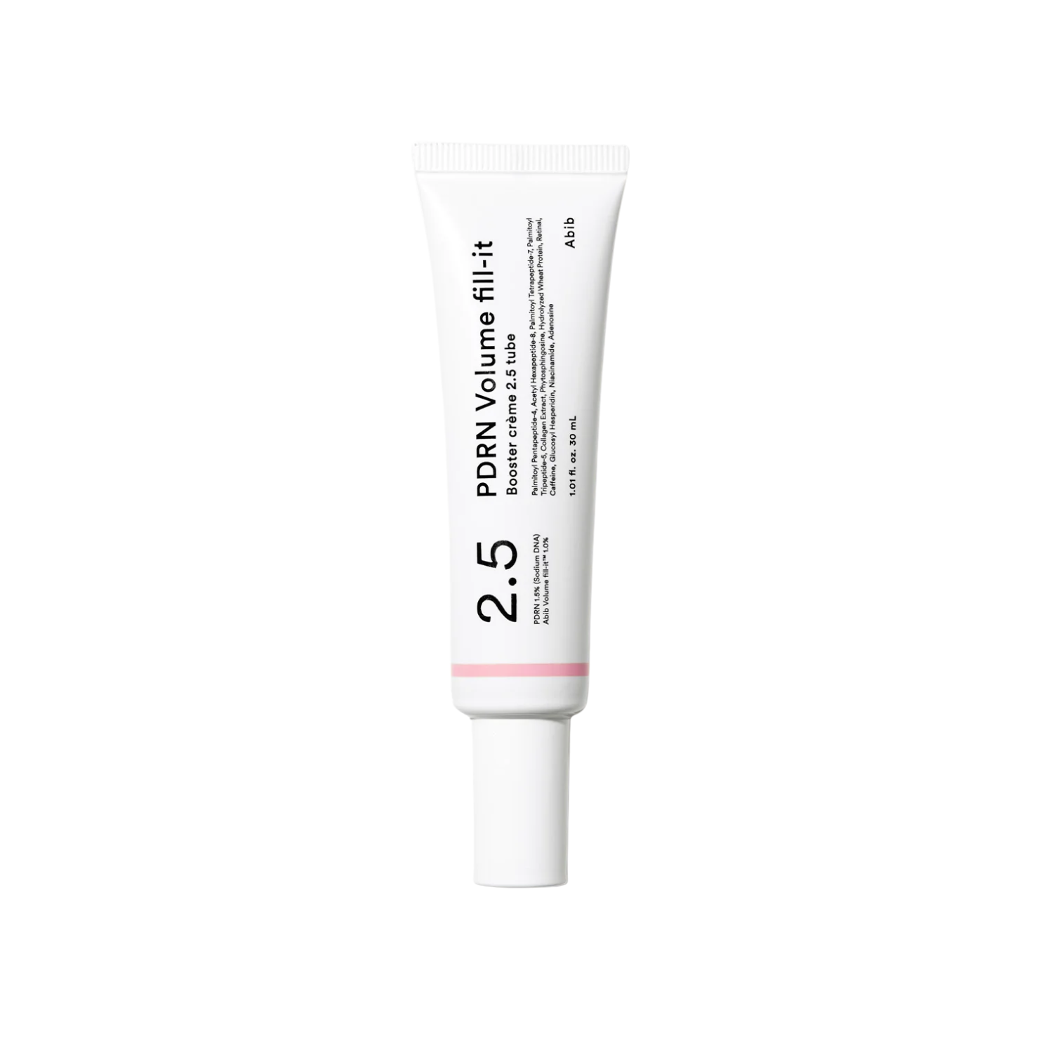 ABIB PDRN Volume Fill-it Booster Crème 2.5 Tube is a lightweight firming cream designed to improve the look of skin volume, elasticity, and fine lines. Formulated with 15,000ppm PDRN, 10,000ppm Volufiline, Retinal, and Peptides, it helps support a plumper, smoother, and more lifted-looking complexion. Ceramides, Squalane, and Panthenol help strengthen the skin barrier and provide lasting hydration, leaving skin feeling firm, soft, and revitalized.