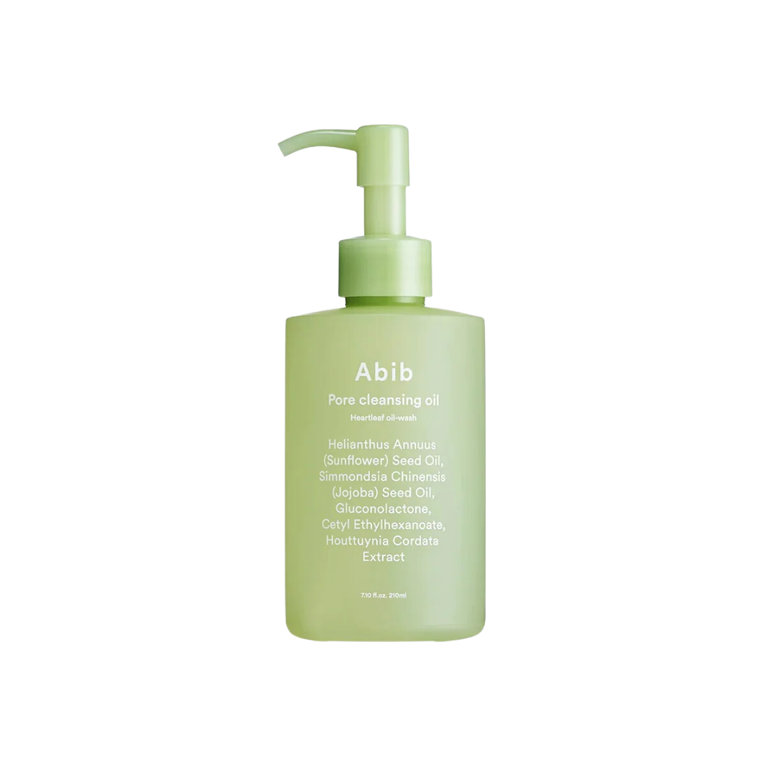 ABIB Pore Cleansing Oil Heartleaf Oil-Wash is a gentle oil cleanser designed to remove makeup, sunscreen, and daily impurities while helping to care for congested pores. Formulated with Houttuynia Cordata Extract, it helps soothe and calm the skin as it cleanses. A blend of nourishing oils including Sunflower Seed Oil, Jojoba Seed Oil, Macadamia Seed Oil, Rice Bran Oil, and Avocado Oil helps dissolve excess sebum without stripping moisture. Gluconolactone provides mild exfoliating support, leaving skin feel