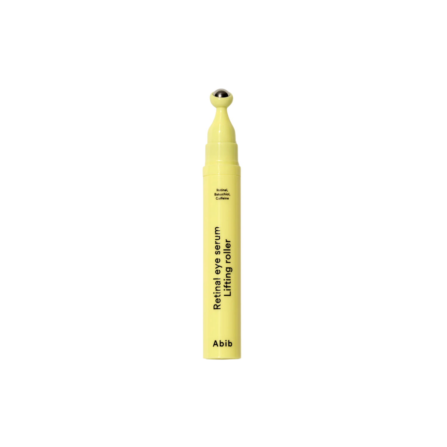 ABIB Retinal Eye Serum Lifting Roller is a lightweight firming eye serum designed to target fine lines, puffiness, and tired-looking eyes. Formulated with Retinal and Bakuchiol, it helps improve the look of elasticity, smooth texture, and support a more lifted appearance. Caffeine helps refresh the under-eye area and reduce the look of puffiness, while Ceramide, Ectoin, and Collagen help strengthen the skin barrier and keep the delicate eye area hydrated. The cooling roller applicator provides a gentle mass
