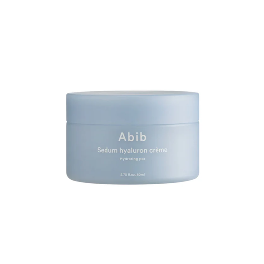 ABIB Sedum Hyaluron Creme Hydrating Pot is a deeply moisturizing face cream designed to replenish hydration and support a healthy skin barrier. Formulated with Sedum Sarmentosum Extract, multiple types of Hyaluronic Acid, and soothing Centella Asiatica, it helps relieve dryness while keeping skin soft, plump, and comfortable. The rich yet balanced texture delivers long-lasting moisture without feeling heavy.