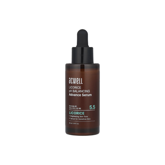 ACWELL Licorice pH Balancing Advance Serum is a brightening and soothing serum formulated with Licorice Root Water to help even out skin tone and reduce the appearance of dark spots. This serum is also enriched with Niacinamide and Sodium Hyaluronate for added hydration and skin barrier support. Suitable for all skin types, it promotes a balanced, radiant complexion while calming and nourishing the skin.