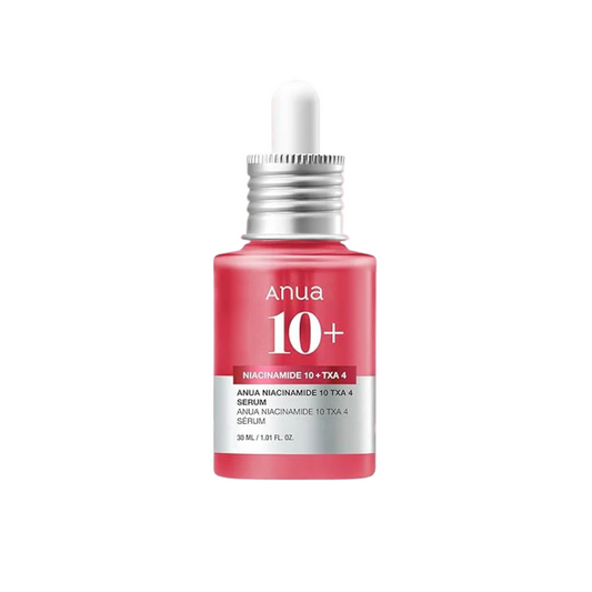 ANUA Niacinamide 10% + TXA 4% Dark Spot Correcting Serum targets dark spots and uneven skin tone. With 10% Niacinamide and 4% Tranexamic Acid, it brightens and reduces hyperpigmentation. Added Hyaluronic Acid and Ceramides provide hydration and strengthen the skin barrier, leaving your skin smooth and radiant.