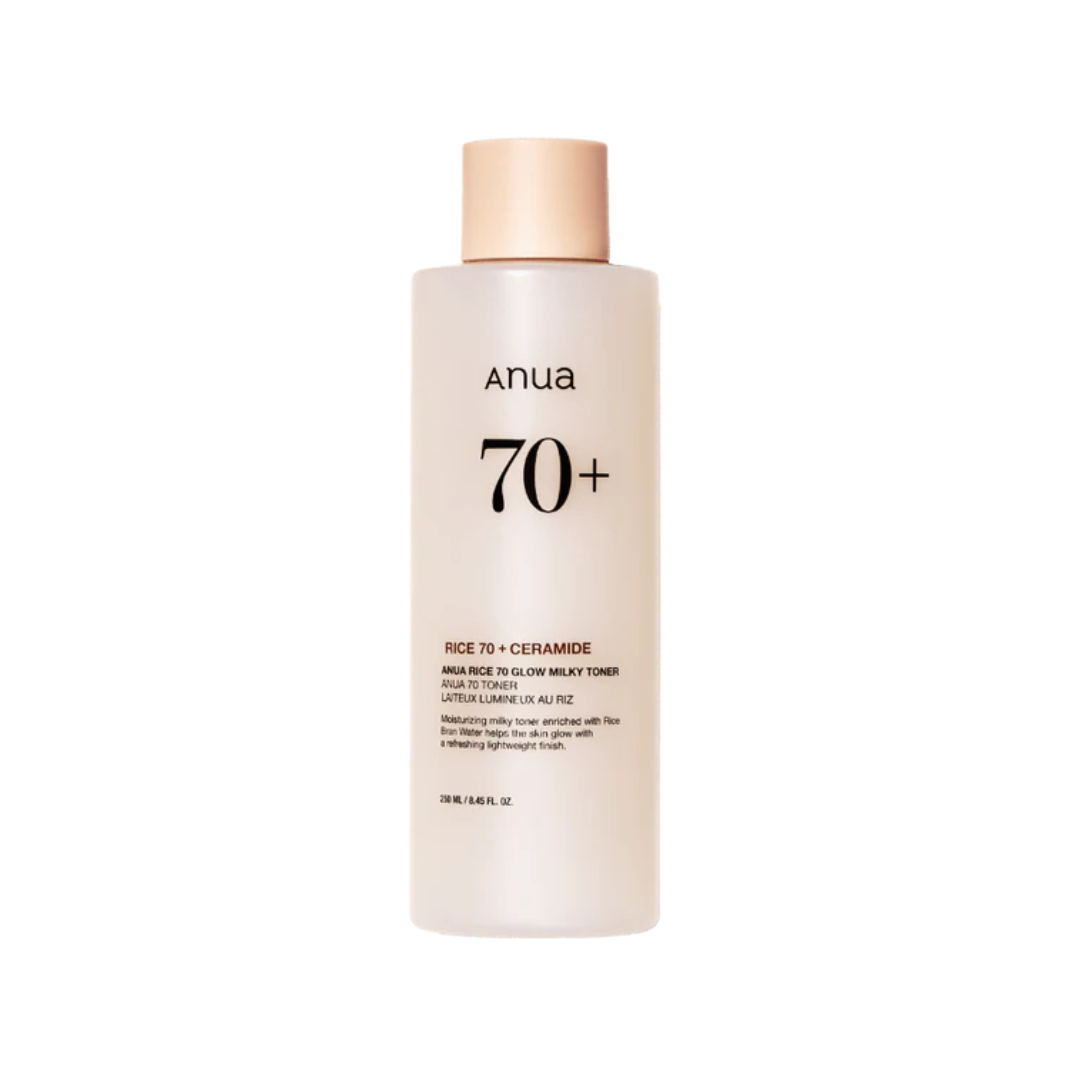 The ANUA Rice 70 Glow Milky Toner is a deeply hydrating toner that features 71% Rice Bran Water to nourish and refresh the skin. Infused with Niacinamide for brightening, Panthenol for soothing, and Ascorbic Acid for antioxidant protection, this toner works to improve skin texture while delivering long-lasting hydration through Hyaluronic Acid. The inclusion of Rice Extract and Hydrolyzed Rice Protein enhances skin radiance, while Ceramides and Phytosphingosine help fortify the skin barrier. This toner is p