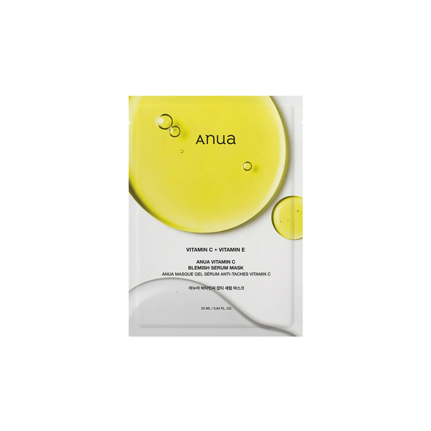 ANUA Vitamin C Blemish Serum Mask is a brightening and hydrating sheet mask designed to help improve uneven tone and dull skin. Formulated with Niacinamide, Ascorbic Acid, and Glutathione, it helps support clearer-looking skin while Allantoin and Hydrolyzed Sodium Hyaluronate provide soothing hydration. Ideal for skin experiencing dark spots, dullness, or dehydration.