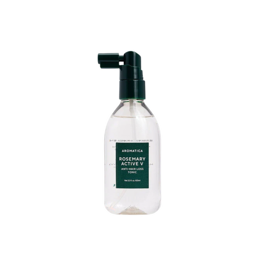AROMATICA Rosemary Active V Anti-Hair Loss Tonic is a revitalizing scalp treatment designed to reduce hair fall and support healthier, thicker-looking hair. Formulated with Rosemary Oil, Biotin, and Caffeine, it energizes the scalp while promoting circulation and strengthening the roots. A blend of herbal extracts and peptides helps soothe irritation and nourish follicles for improved hair vitality. Perfect for those experiencing thinning hair or scalp imbalances.