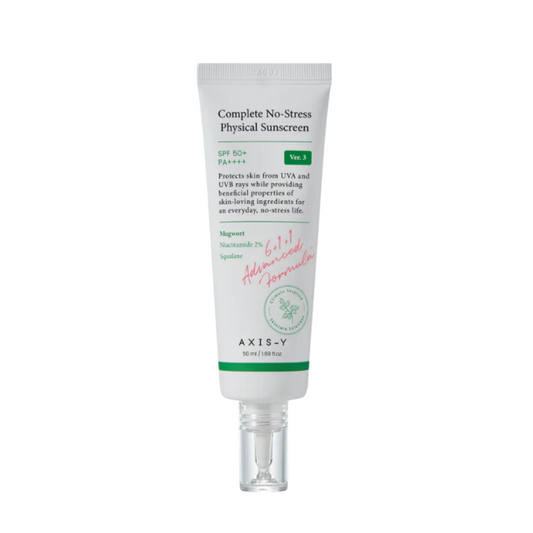 AXIS-Y Complete No-Stress Physical Sunscreen offers reliable, broad-spectrum protection with Zinc Oxide, shielding your skin from harmful UVA and UVB rays. This lightweight formula is enriched with calming ingredients like Calendula and Chamomile Extracts, making it perfect for sensitive skin. Niacinamide and Squalane work together to hydrate and nourish, while Green Tea and Grape Seed Extracts provide antioxidant defense against environmental stress. Ideal for daily use, this sunscreen leaves your skin smo