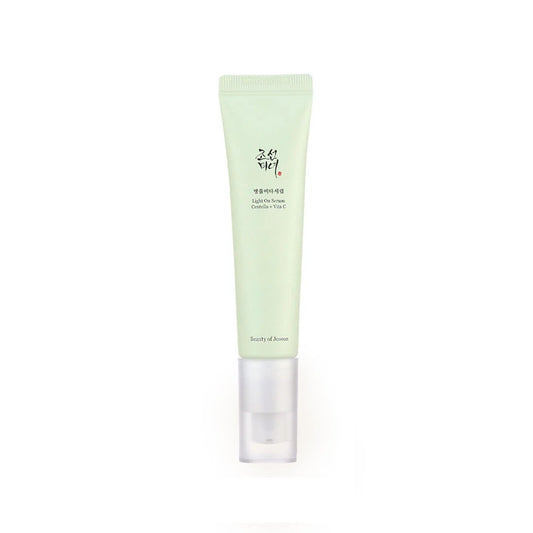 BEAUTY OF JOSEON Light On Serum Centella + Vita C is a brightening serum designed to improve uneven skin tone and dullness. Formulated with Centella Asiatica Extract and Vitamin C (3-O-Ethyl Ascorbic Acid), it helps brighten the complexion while soothing the skin. Hydrating ingredients like Glycerin, Panthenol, and Hyaluronic Acid help maintain moisture and support the skin barrier. The lightweight texture absorbs easily, leaving the skin looking clearer, smoother, and more radiant.