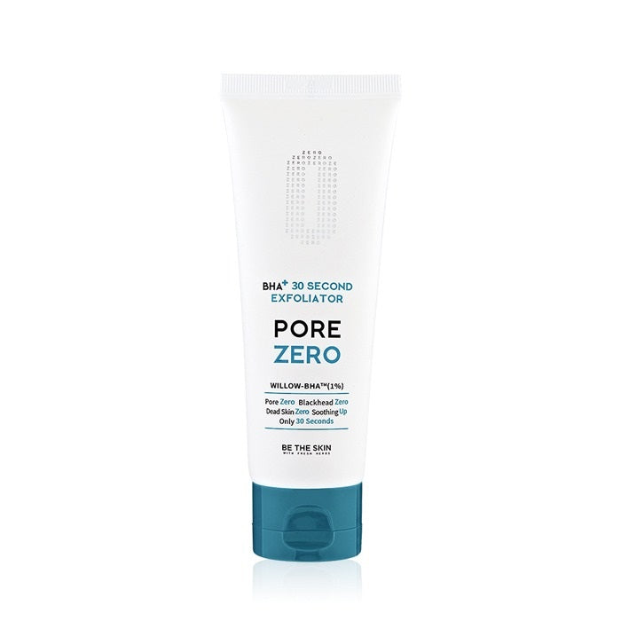 BE THE SKIN BHA+ Pore Zero 30 Second Exfoliator is a quick exfoliating treatment designed to smooth rough texture, refine the look of pores, and refresh dull skin. Formulated with Salicylic Acid (BHA) and Glycolic Acid (AHA), it helps remove dead skin cells, clear buildup, and support a brighter-looking complexion. Willow Bark Water and Aloe Vera help soothe and hydrate the skin, making it a fast and easy step for smoother, clearer-looking skin. Best suited for oily, combination, textured, and pore-concerne