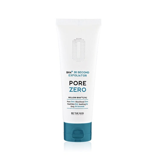 BE THE SKIN BHA+ Pore Zero 30 Second Exfoliator is a quick exfoliating treatment designed to smooth rough texture, refine the look of pores, and refresh dull skin. Formulated with Salicylic Acid (BHA) and Glycolic Acid (AHA), it helps remove dead skin cells, clear buildup, and support a brighter-looking complexion. Willow Bark Water and Aloe Vera help soothe and hydrate the skin, making it a fast and easy step for smoother, clearer-looking skin. Best suited for oily, combination, textured, and pore-concerne