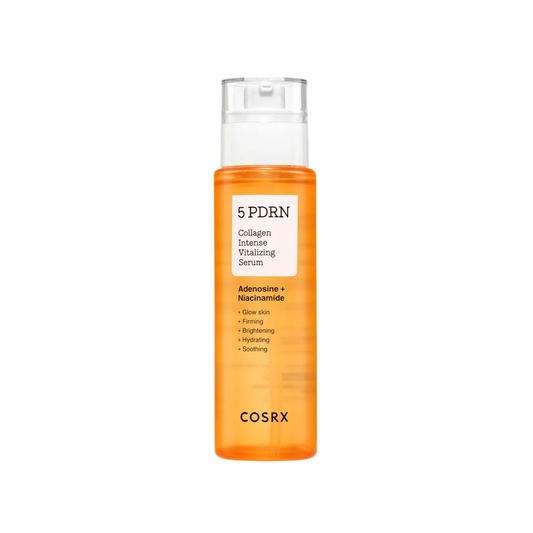 COSRX 5 PDRN Collagen Intense Vitalizing Serum is a hydrating firming serum designed to improve elasticity, boost radiance, and support smoother-looking skin. Formulated with PDRN, Hydrolyzed Collagen, Niacinamide, Alpha-Arbutin, Panthenol, Centella Asiatica, and multiple forms of Hyaluronic Acid, it helps hydrate, brighten, soothe, and strengthen the skin barrier. The lightweight formula leaves skin looking plump, refreshed, and revitalized. Suitable for all skin types.