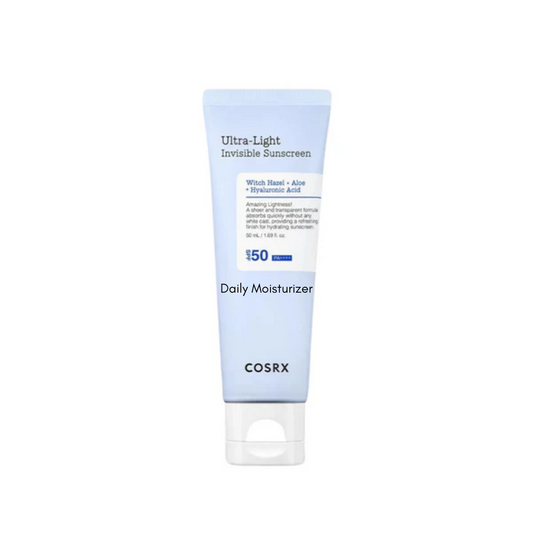 COSRX Ultra Light Invisible Sunscreen provides lightweight hydration and protection, perfect for daily wear. Infused with aloe vera leaf water and witch hazel, it soothes and refreshes the skin while niacinamide brightens and evens out the complexion. The non-greasy formula absorbs quickly, leaving a smooth, invisible finish without any residue. Enriched with hyaluronic acid and adenosine, it keeps skin moisturized and supple throughout the day. A perfect choice for those seeking effective skincare with a w