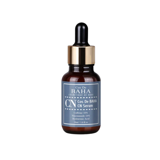 COS DE BAHA 10% Caffeine 10% Niacinamide Serum is a lightweight Korean serum designed to refresh tired-looking skin, brighten dullness, and support a more even-looking complexion. Formulated with 10% Caffeine, 10% Niacinamide, Panthenol, Allantoin, Hyaluronic Acid, Ferulic Acid, and Green Tea Extract, it helps hydrate, soothe, and improve the look of uneven tone without feeling heavy. Suitable for dull, oily, combination, and tired-looking skin.