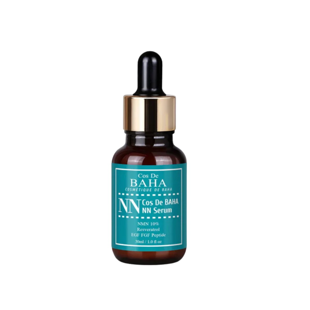 COS DE BAHA NMN 10 EGF FGF Peptide Serum is a lightweight Korean treatment that helps improve firmness, elasticity, wrinkles, and dull-looking skin. Powered by 10% NMN, EGF, FGF, Resveratrol, Adenosine, Madecassoside, and Hyaluronic Acid, it supports smoother, healthier-looking skin while Panthenol and Allantoin provide soothing hydration. The clear, watery formula absorbs quickly and layers easily into any routine.&nbsp;Best for: mature, dry, dehydrated, dull, and tired-looking skin.